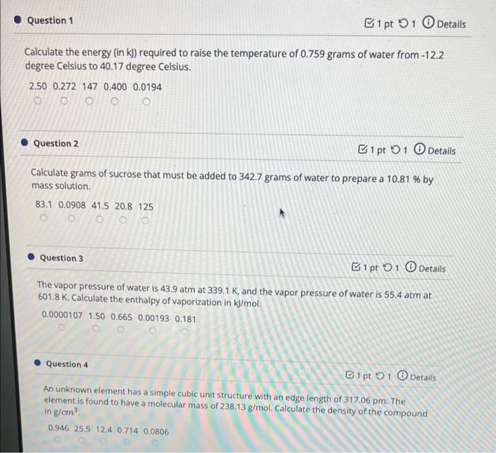 Solved Question 1 1 Pt 1 Details Calculate The Energy (in | Chegg.com