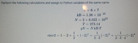 Solved Perform the following calculations and assign to | Chegg.com