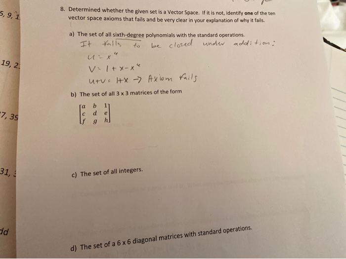 Solved 5,9,1 8. Determined whether the given set is a Vector | Chegg.com