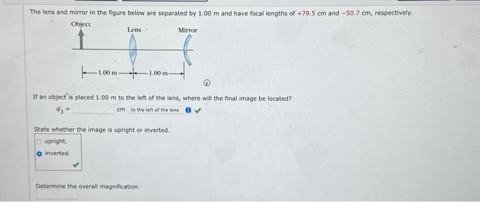 Solved The lens and mirror in the figure below are separated | Chegg.com