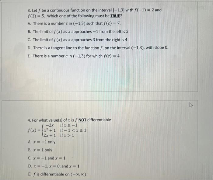 Solved 3. Let F Be A Continuous Function On The Interval | Chegg.com