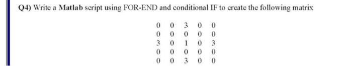 Solved Q4) Write a Matlab script using FOR-END and | Chegg.com