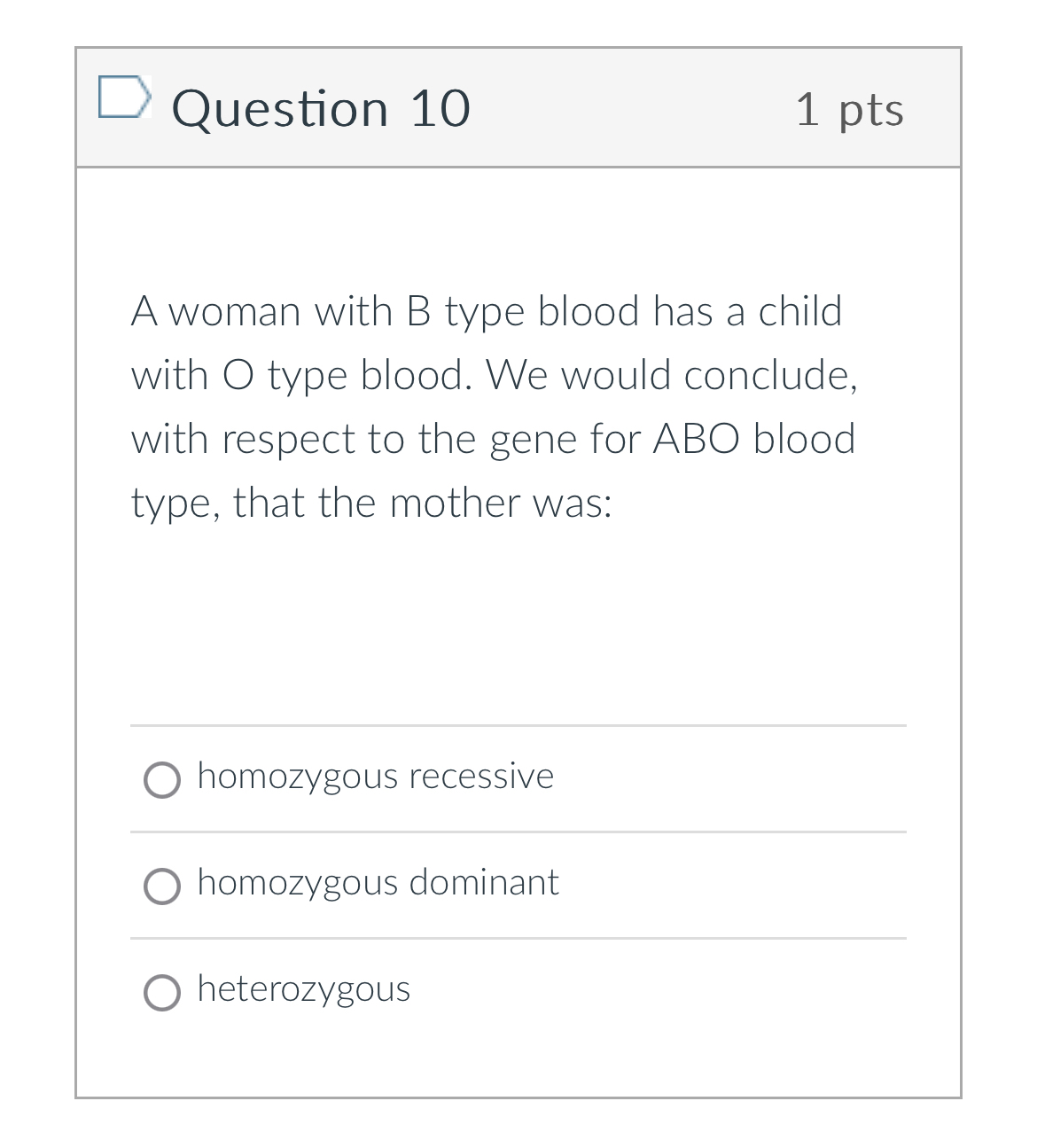 Solved Question 101 ﻿ptsA woman with B type blood has a | Chegg.com