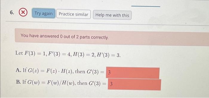 Solved 4. Try again Practice similar Help me with this You | Chegg.com
