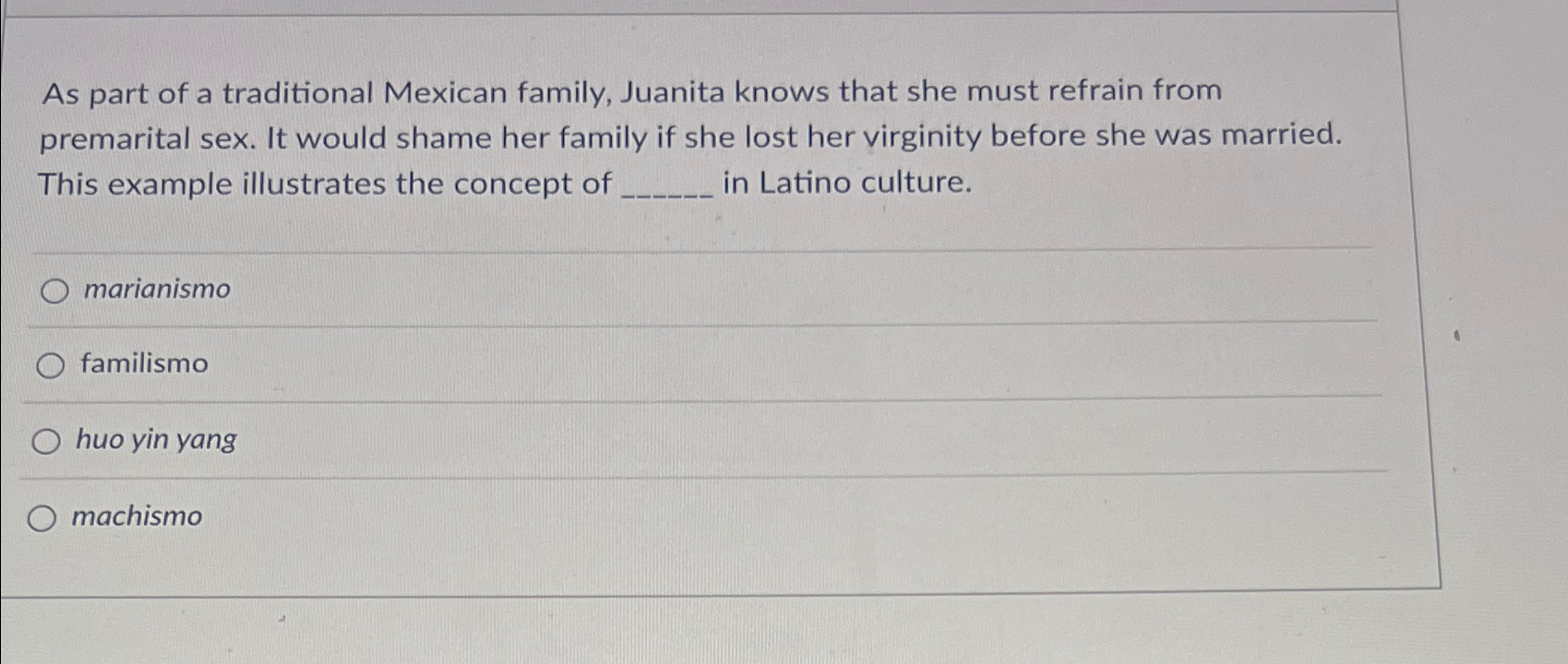 Solved As part of a traditional Mexican family, Juanita | Chegg.com