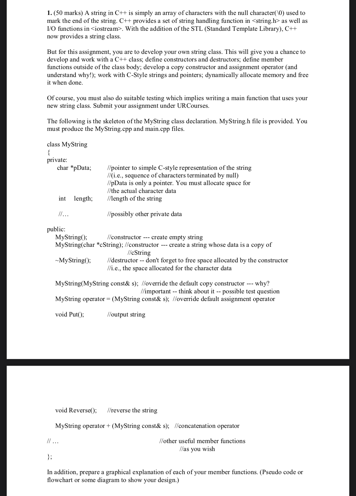 Solved ( 50 ﻿marks) ﻿A string in C++ ﻿is simply an array of