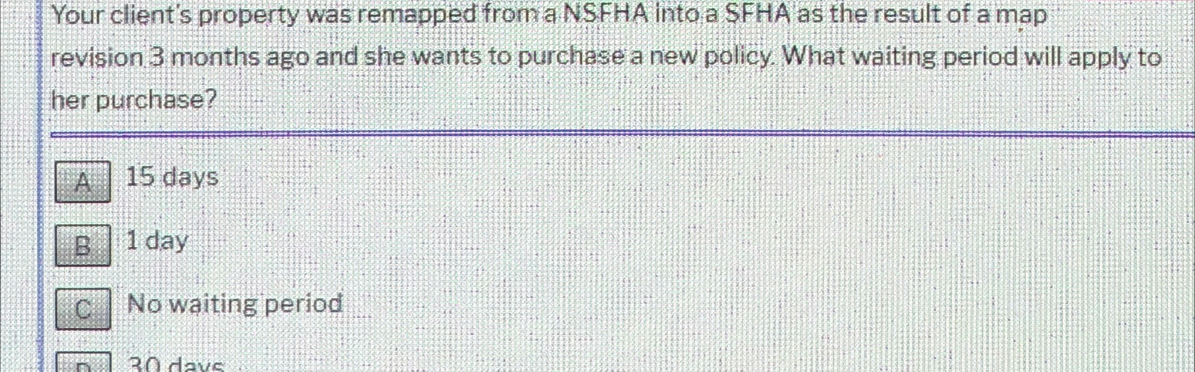 Solved Your client's property was remapped from a NSFHA into | Chegg.com