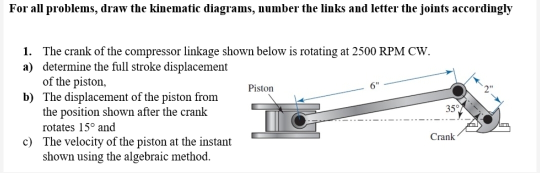 Solved For all problems, draw the kinematic diagrams, number | Chegg.com