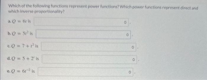 Solved Which of the following functions represent power | Chegg.com