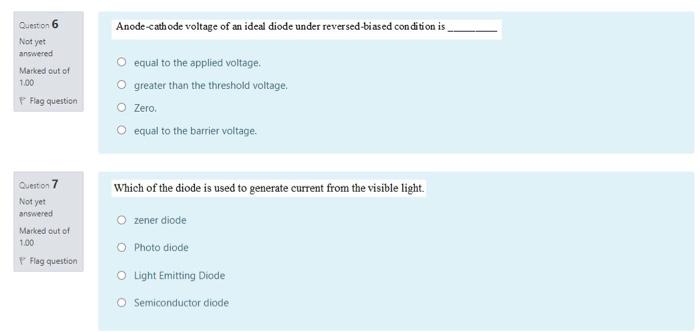 Solved Question 6 Anode-cathode voltage of an ideal diode | Chegg.com
