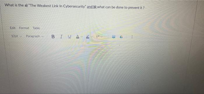 Solved What Is The A) "The Weakest Link In Cybersecurity And | Chegg ...