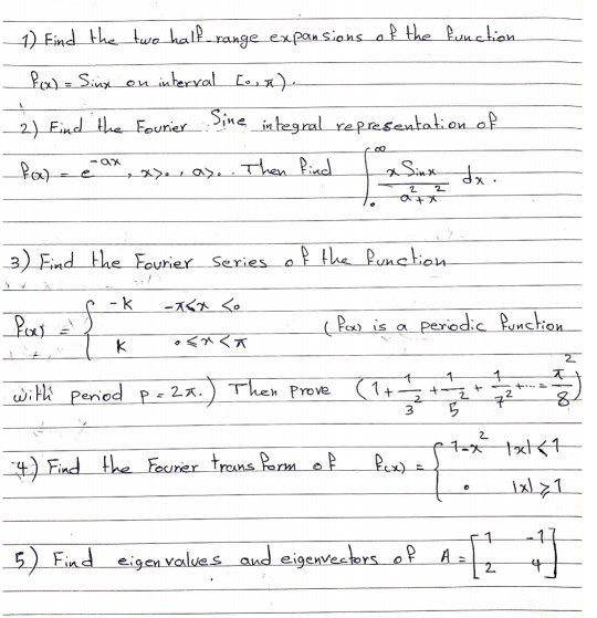 Solved 1) Find the two half range expansions of the function | Chegg.com