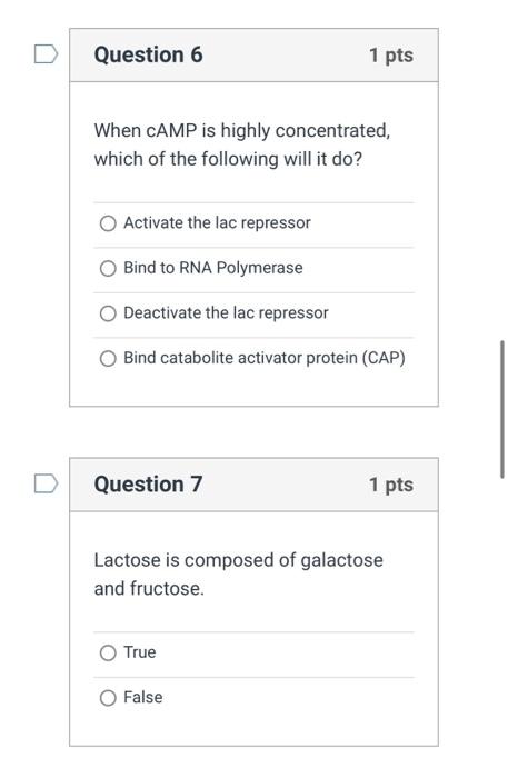 Solved Question 6 1 pts When CAMP is highly concentrated, | Chegg.com