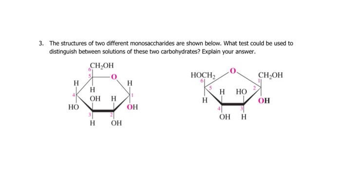 Solved 3. The structures of two different monosaccharides | Chegg.com