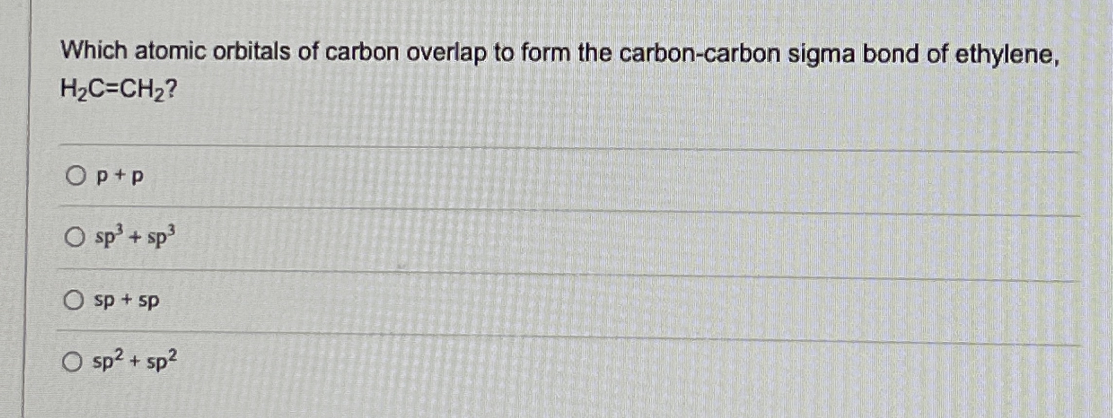 Solved Which atomic orbitals of carbon overlap to form the | Chegg.com