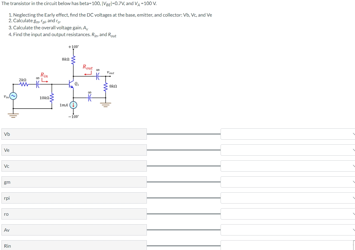 Solved The transistor in the circuit below has beta | Chegg.com