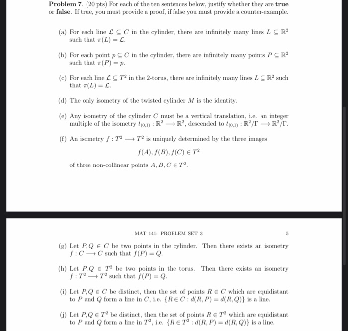 Solved Problem 7 Pts For Each Of The Ten Sentences Chegg Com