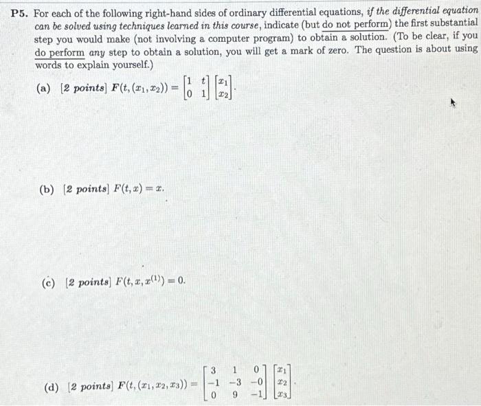 Solved 5. For each of the following right-hand sides of | Chegg.com