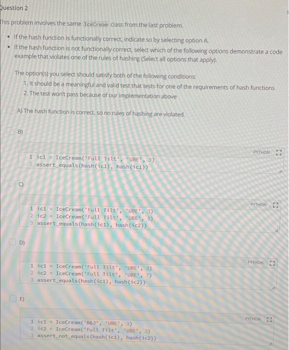 Question 2 This problem involves the same IceCrean | Chegg.com