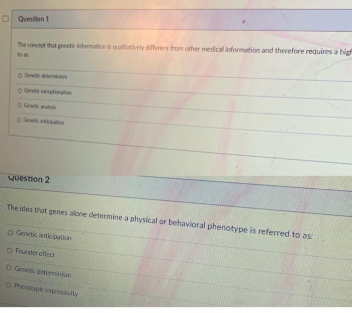 Solved D Question 1 The concept that genetic information is | Chegg.com