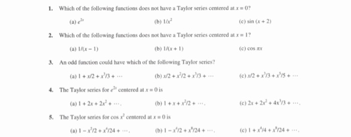 Solved 1. Which of the following functions does not have a | Chegg.com