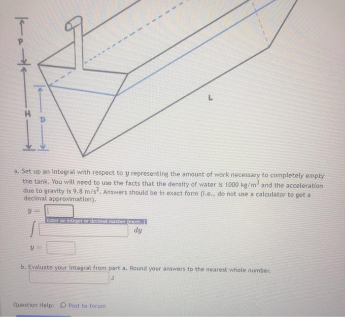 Solved H a. Set up an integrat with respect to y | Chegg.com