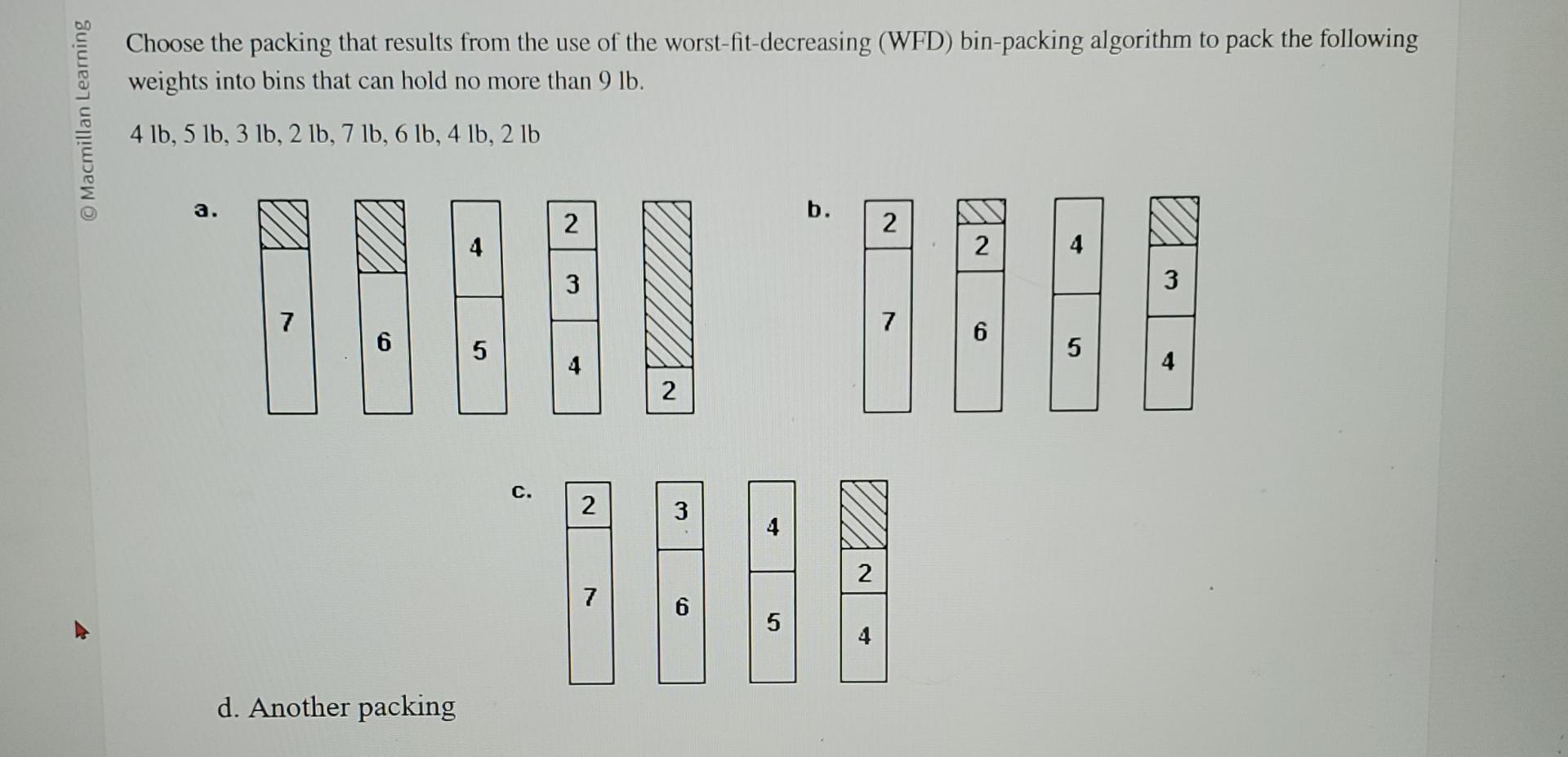 Solved Choose the packing that results from the use of the | Chegg.com