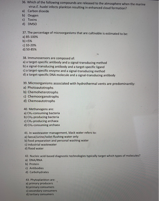 Solved 36. Which of the following compounds are released to | Chegg.com