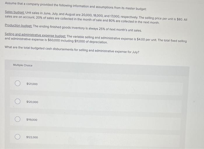 Solved Assume that a company provided the following | Chegg.com