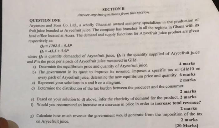 Solved SECTION B Answer Any Two Questions From This Secrion. | Chegg.com