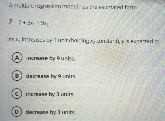 Solved A multiple regression model has the estimated form | Chegg.com
