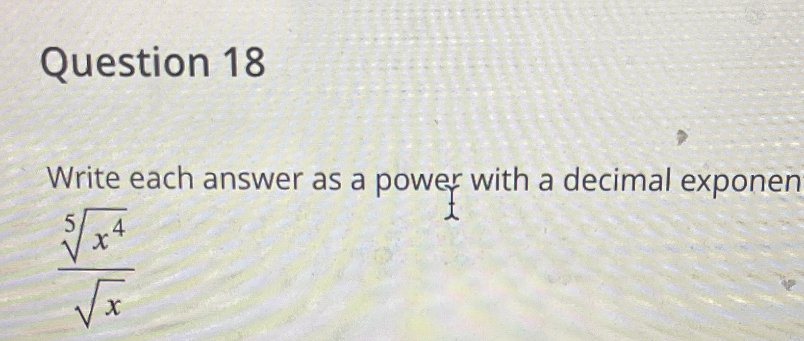 x to the power of 5 answer