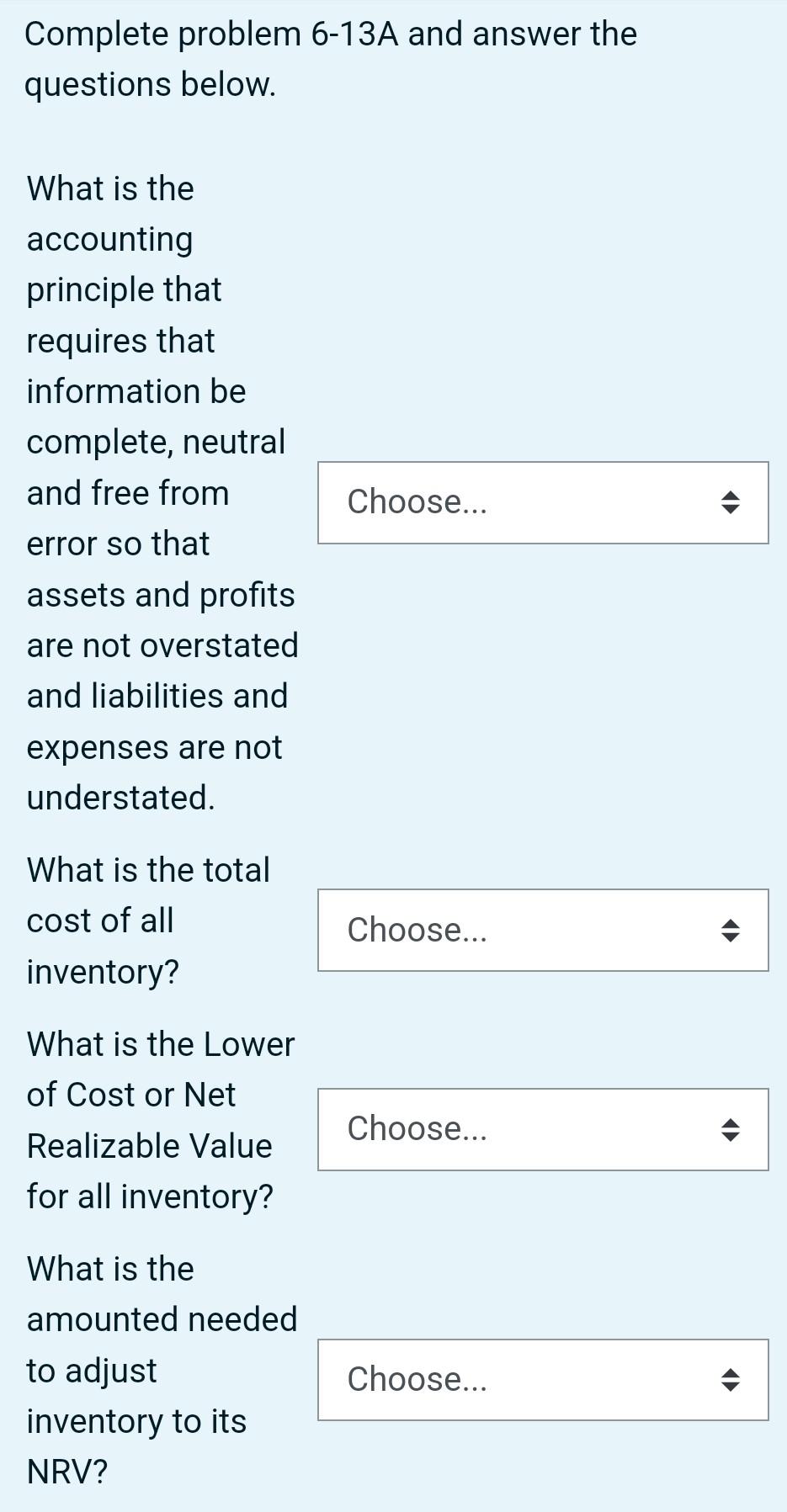 Solved Problem 613A Lower of cost or NRV LO6 A physical
