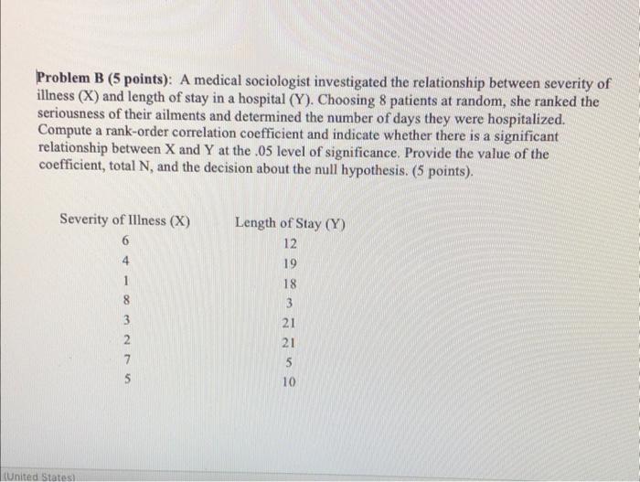 Solved Problem B (5 Points): A Medical Sociologist | Chegg.com