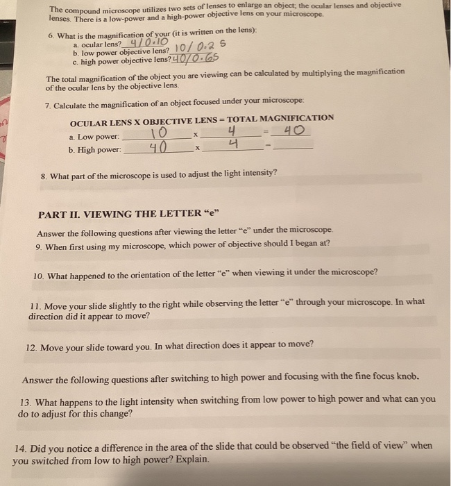 Solved The compound microscope utilizes two sets of lenses