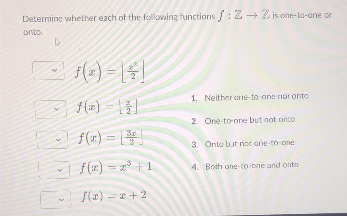 Solved Determine Whether Each Of The Following Functions | Chegg.com