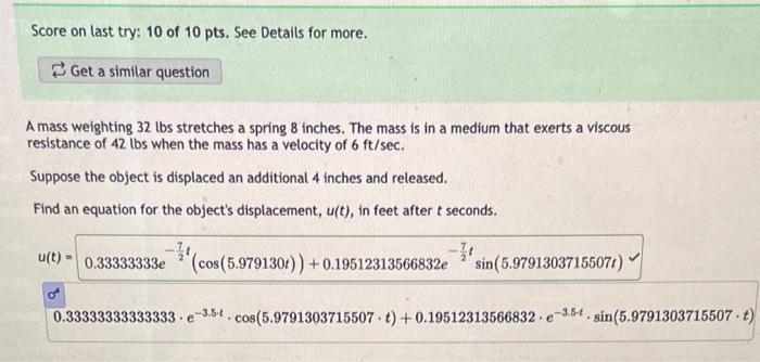 Solved Please Show Work. Problem Is Already Solved. A Mass | Chegg.com