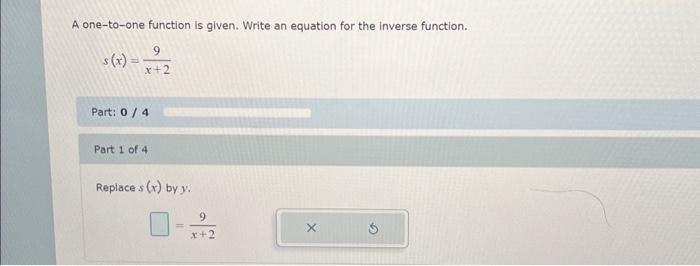 Solved A one-to-one function is given. Write an equation for | Chegg.com