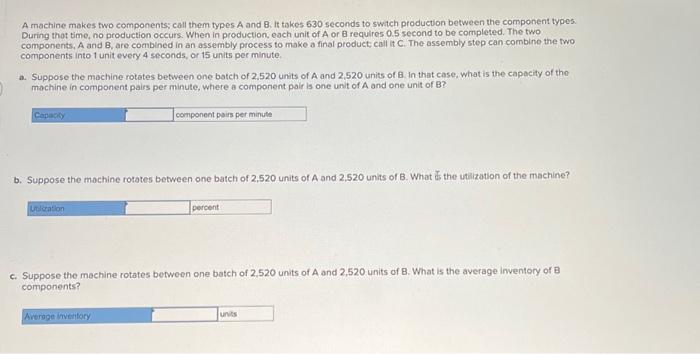 Solved A machine makes two components; call them types A and | Chegg.com