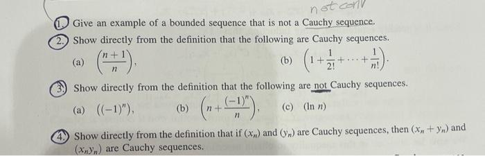 Solved Not Could D Give An Example Of A Bounded Sequence | Chegg.com