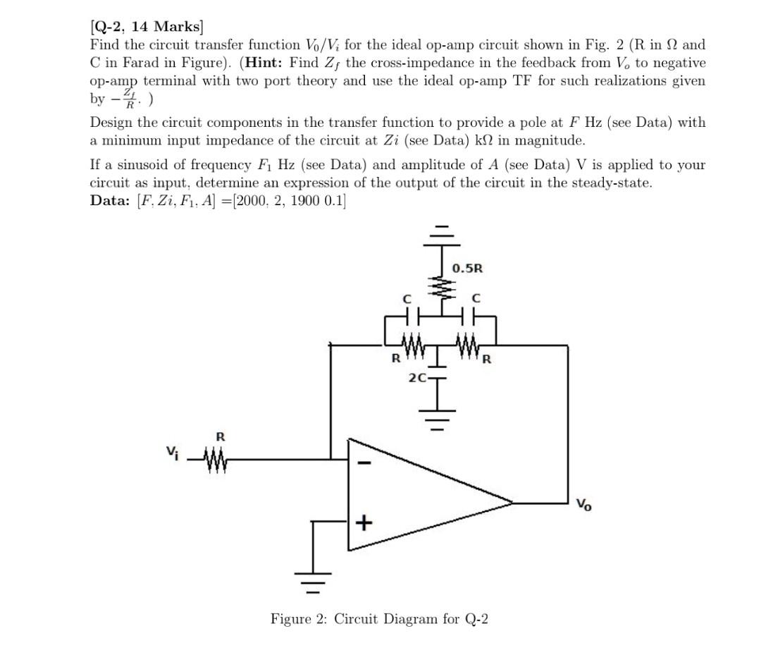 Solved [Q-2, 14 Marks) Find the circuit transfer function | Chegg.com