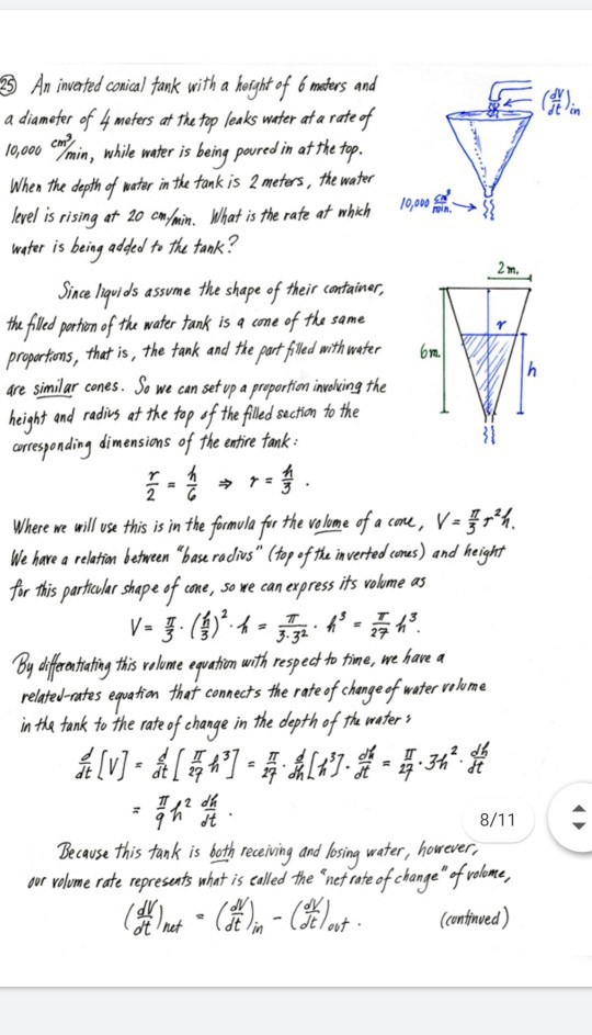 Solved 1) For these questions, refer to the conical water | Chegg.com
