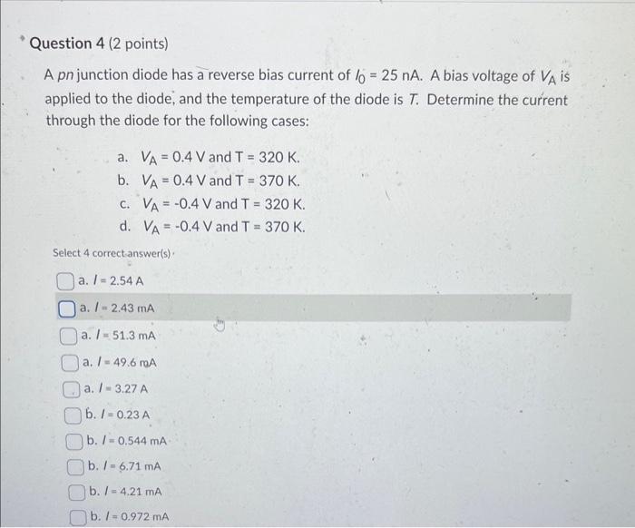 Solved A pn junction diode has a reverse bias current of | Chegg.com