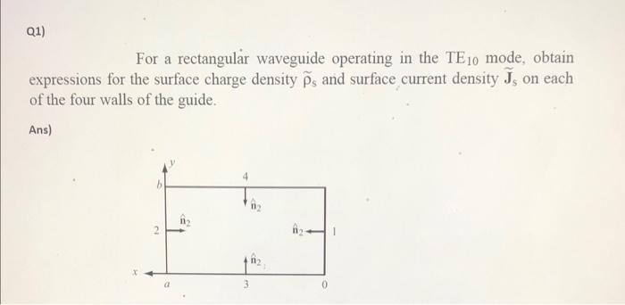 Solved Q1) For a rectangular waveguide operating in the TE | Chegg.com