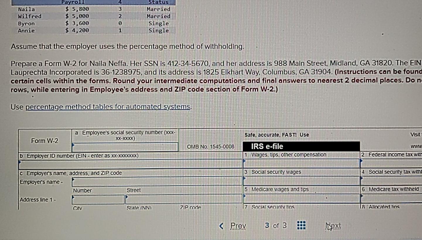 Solved Lauprechta Incorporated has the following employees