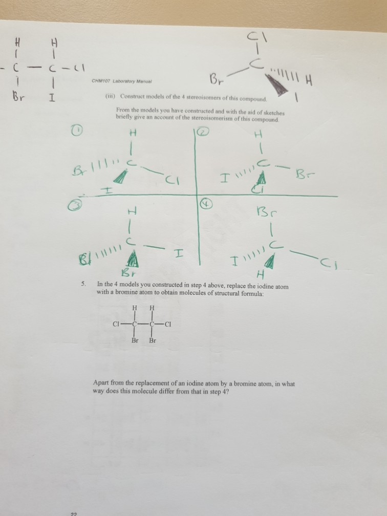 H H C 되 C Ll 1 1 Br I Chm107 Laboratory Manual Chegg Com