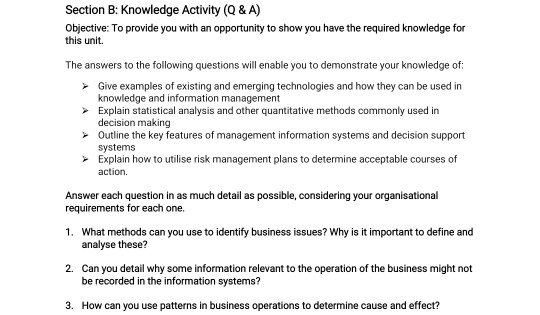 Solved Section B: Knowledge Activity (Q&A) Objective: To | Chegg.com