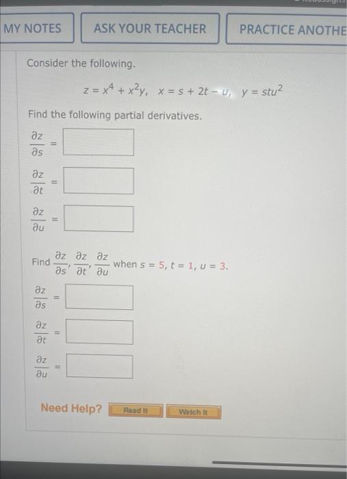 Solved Consider The Following Z X4 X2y X S 2t−4 Y Stu2 Find