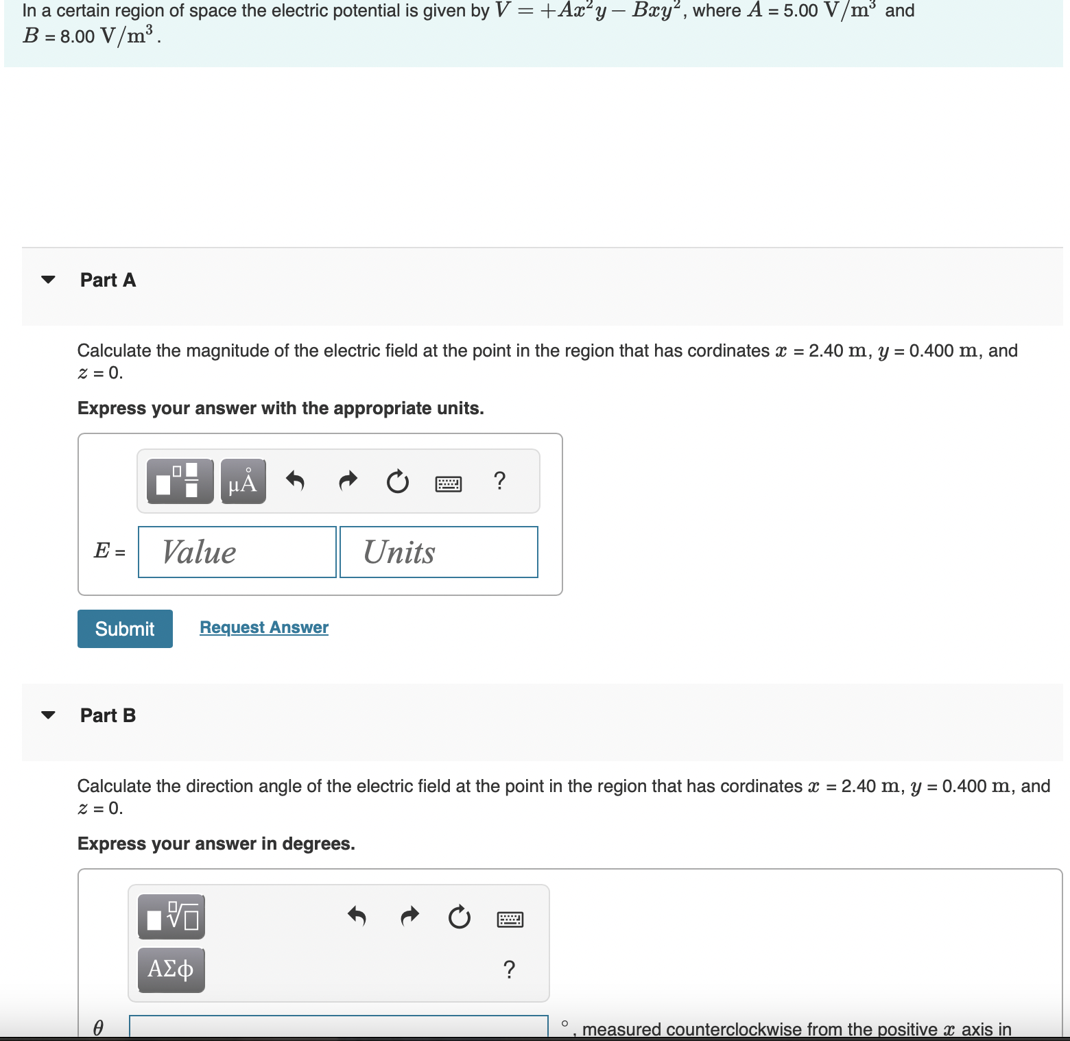 Solved Part ACalculate the magnitude of the electric field | Chegg.com
