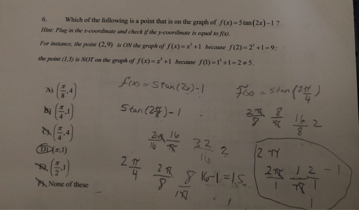 Solved Which Of The Following Is A Point That Is On The G Chegg Com